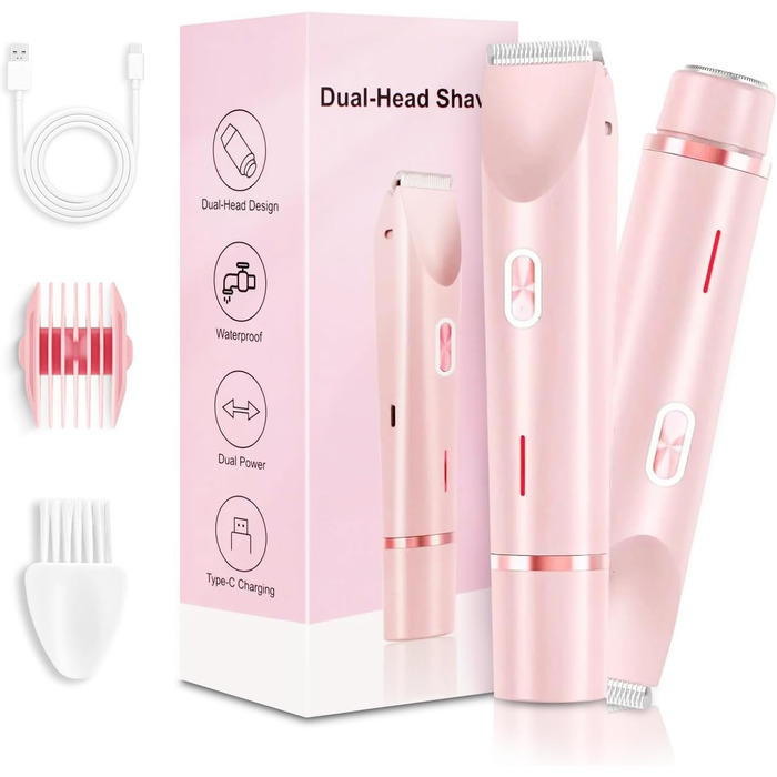 Електричний жіночий триммер Silky Splash 2-в-1 для бікіні та тіла, водонепроникний, USB, рожевий