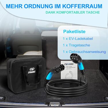Кабель для зарядки електромобілів Тип 2, 6м, 16A, 11кВт з сумкою. Сумісний з усіма електромобілями
