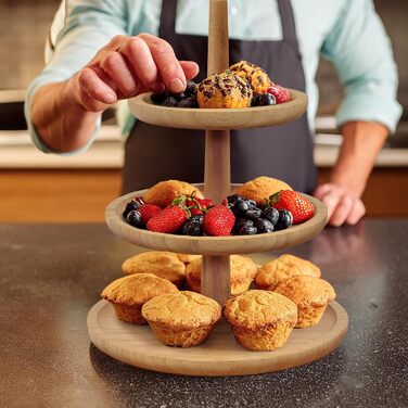Підставка для сервірування Dimono® Deluxe з 3 ярусами; Таця для фруктів, овочів та десертів з бамбукового стійки