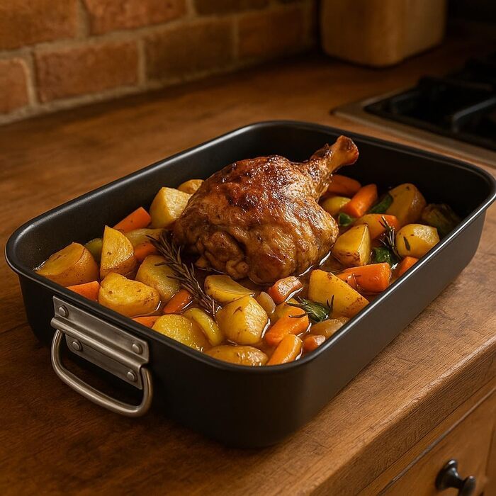 Форма для запікання LS Kitchen - Гратен для лазаньї з ручками, сталева жароміцна форма з антипригарним покриттям, набір 2 шт.