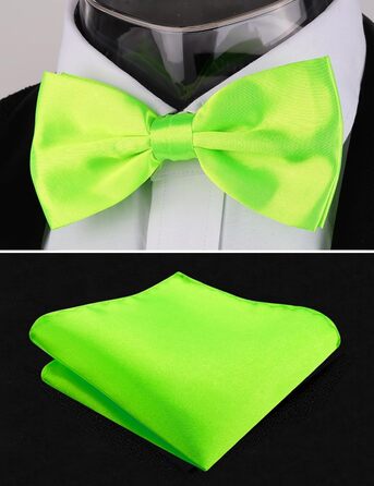 Метелик Alizeal чоловічий однотонний, з підтяжками та хустинкою в кишеню - подарунковий набір (132-лаймовий зелений)