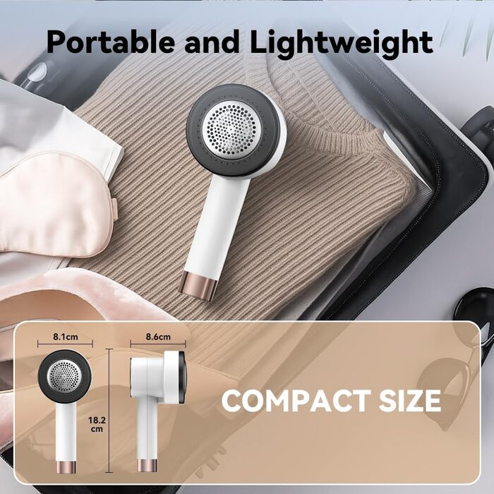 Електричний видалення ворсу з LED-дисплеєм - 6 лез з нержавіючої сталі, 3 швидкості, USB-зарядка. Підходить для одягу, пледів, диванів та постільної білизни (білий)