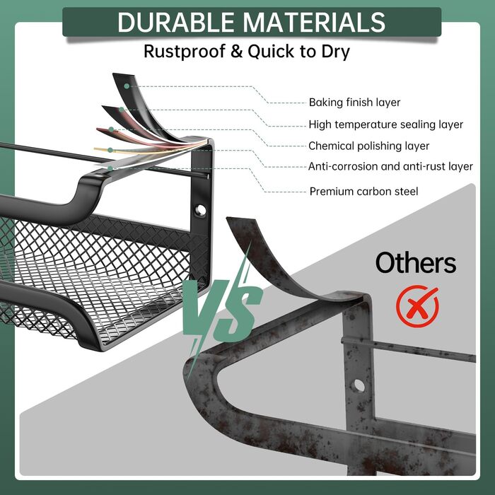 Настінна полиця для спецій, 4 шт. Організатор для спецій з рухомими гачками, полиця для спецій на кріпленнях (клей/шурупи), металева, для кухні та шафи