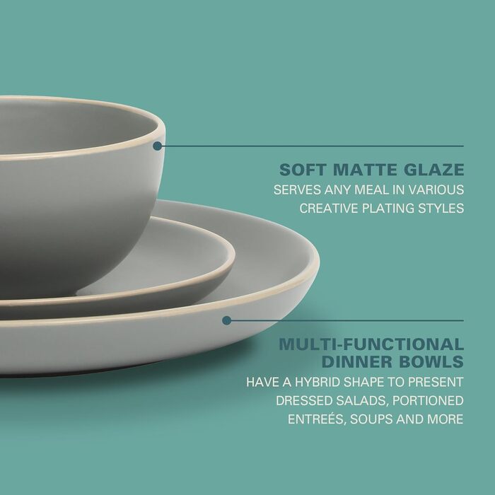 Набір посуду Gibson Home Rockaway, 16 предметів, кераміка, матовий білий/металевий, на 4 персони