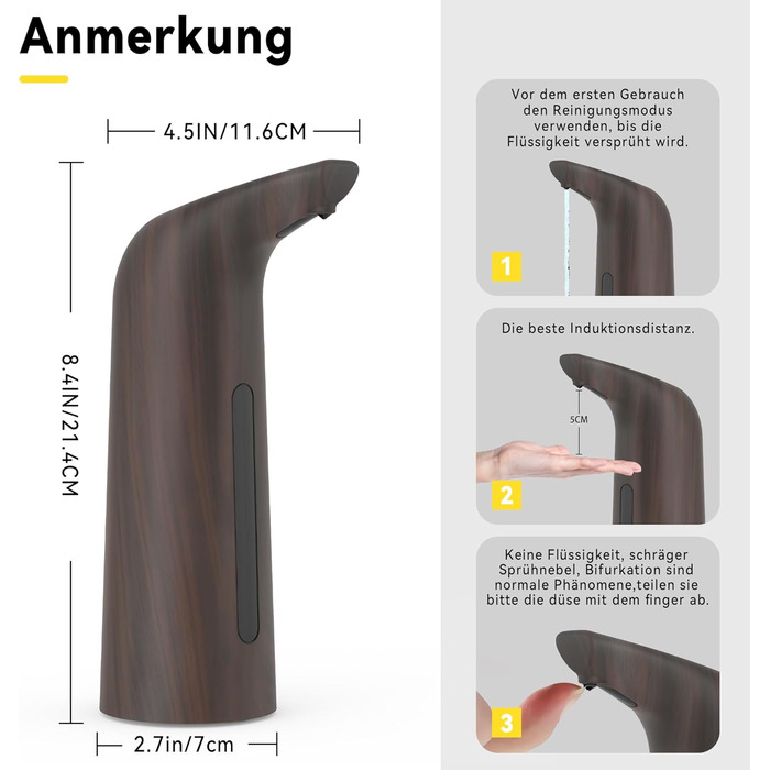 Автоматичний безконтактний диспенсер для мила з 4 рівнями регулювання, 400 мл, електричний, на батарейках, для встановлення на стіл, з інфрачервоним сенсором, бронзовий (400 мл, глибока зернистість)