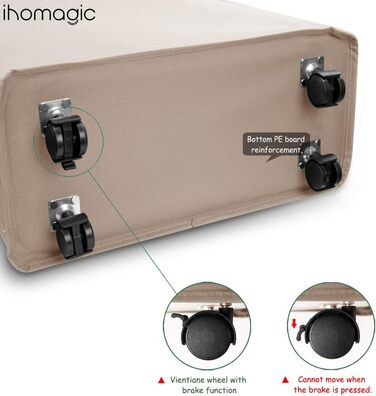 IHOMAGIC 40 л Тонкий кошик для зберігання з ручками, складаний тканинний кошик для білизни на колесах, вузький переносний кошик для брудної білизни, іграшок, рушників, пледів (хакі)