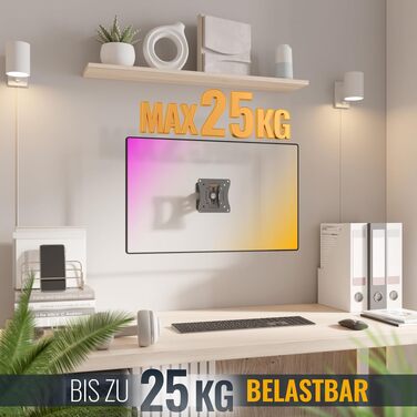 Настінний кронштейн для монітора RICOO S0711, для екранів 13-34 дюймів (до 25 кг), VESA 75x75/100x100, поворотний та нахильний тримач для ПК та вигнутих моніторів