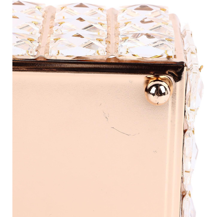 LEMCC Crystal Tissue Box Holder, Rectangular, Classic, Gold, Crystal, Iron