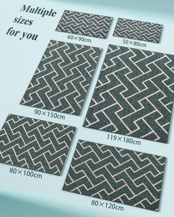 Вологостійкий килимок для дому Black 50x80 см, килимок для порогу, антиковзаючий, для входу, коридору, саду, дому, для тварин (80x100 см, Emerald)