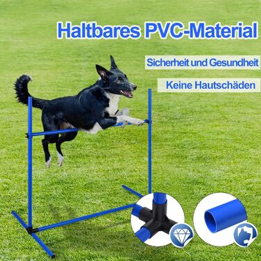 Набір для аджиліті для собак: перешкоди, стрілки, обладнання для тренувань. Регульована висота, 104x70x101 см, зелений (блакитний)