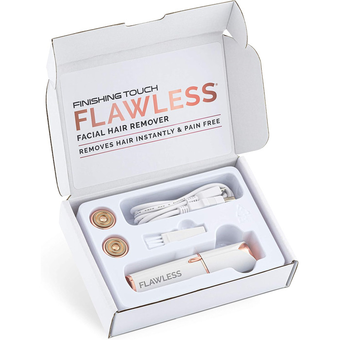 Електричний жіночий тример для обличчя та тіла Finishing Touch Flawless - рожеве золото, з 2 змінними насадками