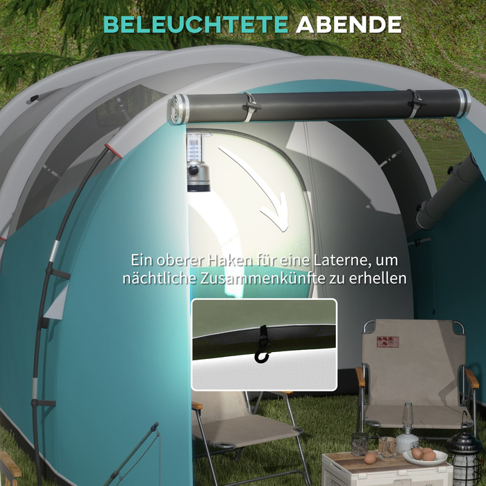 Намет Outsunny Tunnelzelt на 5 осіб, 180H x 460L x 230W см, стійкий до УФ-випромінювання, з кілками, відтяжками, сумкою для перенесення, водовідштовхувальний, Синій | Aosom