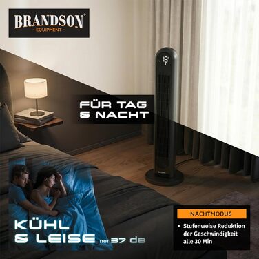Вентилятор Tower Brandson Eco Design DC – тихий, 12 швидкостей, 4 режими (нормальний, природа, сон, авто), з пультом ДК