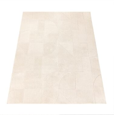 Paco Home Rug Living Room Bedroom High Pile Scandinavian Pattern Boho Look Solid Soft 3D Look Abstract Washable Cream, Size: 120x160 cm 120 x 160 cm (Rectangular) Cream - Geometric 1