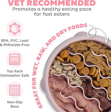 Миска для собак Outward Hound Fun Feeder, велика, рожева - уповільнює харчування, запобігає здуттям, нековзна миска для води та корму