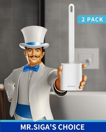 Набір щітки для унітазу та тримача MR.SlGA, настінний монтаж, компактний дизайн, білий, 2 шт.