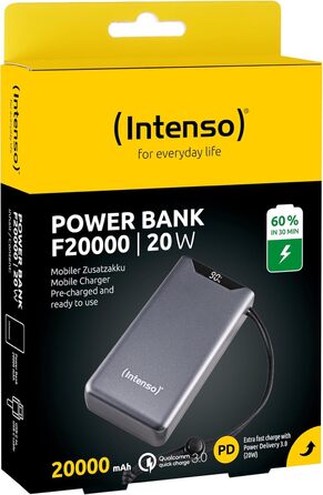 Powerbank Intenso F10000: акумулятор 10000mAh з PD 20W та QC 18W, USB-C та USB-A, жовтий