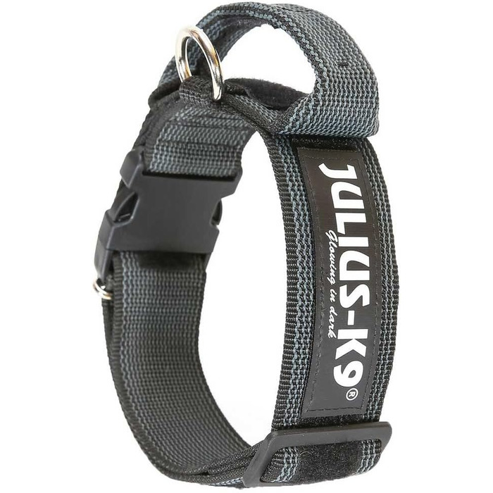 Нашийник Julius K9 200HA-K-2015 серії Color & Gray, чорно-сірий, з ручкою, регульований, ширина 50 мм, розмір 49-70 см