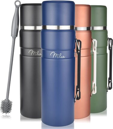 Термос Milu Thermoskanne 1L: ізольована фляга з нержавіючої сталі, 1000 мл, Navyblau (темно-синій)