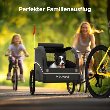 Фартоваж для собак на велосипед – складаний, до 40 кг, з відбивачами, водовідштовхувальний, сумісний з електровелосипедами, чорний