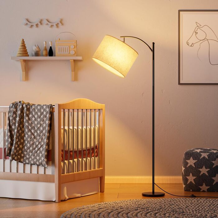 Стійка лампа для вітальні з пультом керування, 3 колірні температури, сумісна з LED, чорного кольору, з димуванням, з кнопкою на ніжці, для спальні, читання, офісу, з лампочкою в комплекті