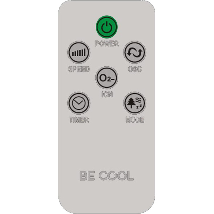 Вентилятор турецький Be Cool 121 см, 3 швидкості, осциляція, LED-дисплей, таймер 12год, іонізатор, пульт, білий, 45W