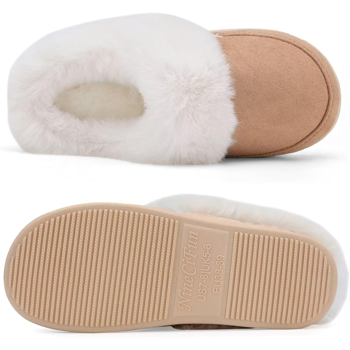 Теплі домашні тапочки NineCiFun для жінок та чоловіків, зимові, з фетру, антиковзаючі, для дому та вулиці, 44/45 EU, каштанові