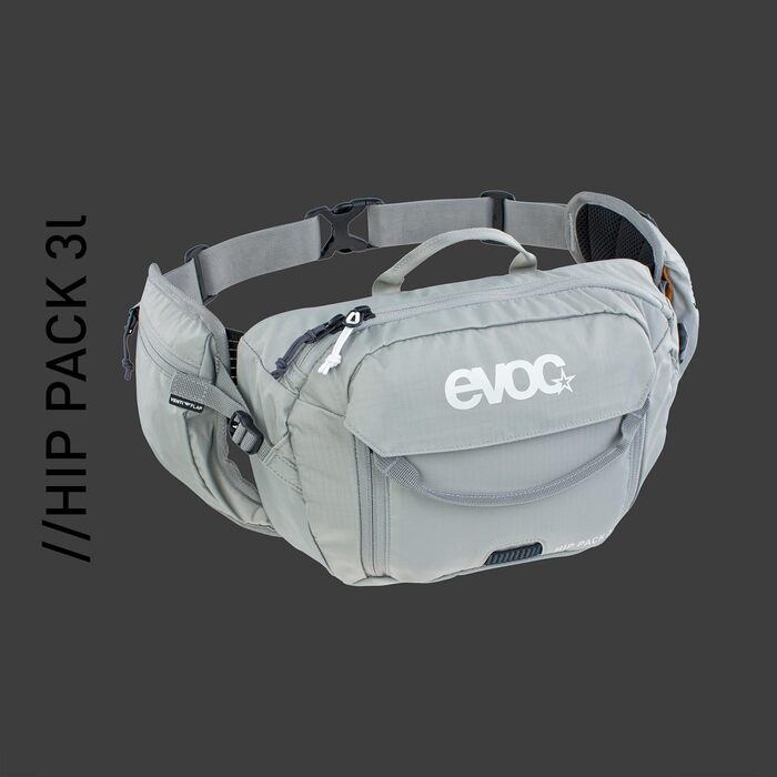 EVOC HIP Pack 3л - поясна сумка, бананка (3л, система Airflow Contact, регульований поясний ремінь, система Venti Flap) сірого кольору без питної бульбашки