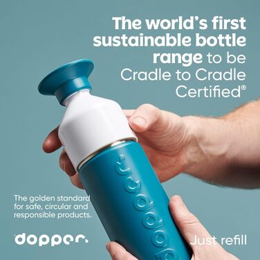 Dopper 580ml Insulated Stainless Steel Thermos Bottle - Leakproof, Keeps Drinks Cold for 24h/Hot for 9h - Silver