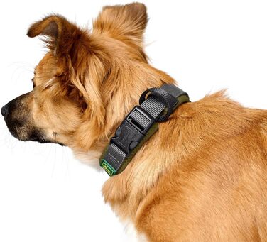 Нашийник для собак HUNTER Maldon, оливковий, розмір XL, дихаюча сітка, міцний нейлон, безшумний, гіпоалергенний, з функцією запобігання перетягування, з інтегрованою адрес-біркою, легкий