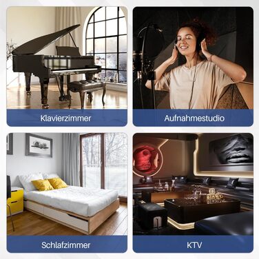 Акустичні гексагональні панелі Fiqops самоклеючі, звукопоглинаючі шестикутні плити для стін (чорні, 30x26x0.9 см), 18 шт — для студії та дому