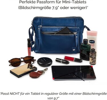 Сумка через плече Wise Owl з натуральної шкіри: жіноча та чоловіча, маленька сумка-кросбоді, 5 відділень, колір сапфіровий блакитний, шкіра наппа