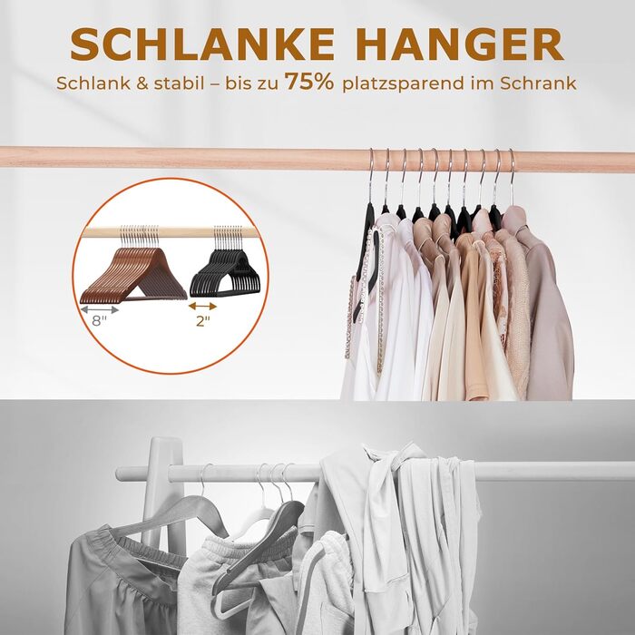 В'язки для одягу HOUSE DAY, 30 шт., преміум-якість, велюрові, обертаються на 360°, для сорочок, костюмів, светрів, штанів (Чорний, 60 шт.)