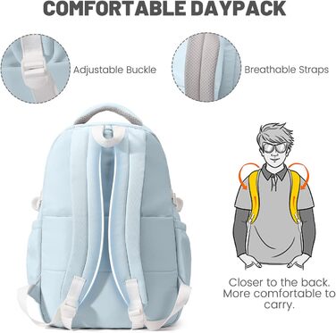 Шкільний рюкзак для дівчаток-підлітків, водонепроникний, легкий, великого об'єму, модний, для школи або подорожей - блакитний