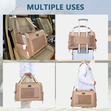 Переносна сумка-переноска для котів та собак Petsfit, розкладний дизайн, з м'яким килимком, 47L x 30B x 30H см (Хакі)