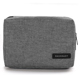 Органайзер для електроніки Bagsmart: чохол для кабелів, powerbank, USB-накопичувачів, SD-карт (рожевий/сірий)