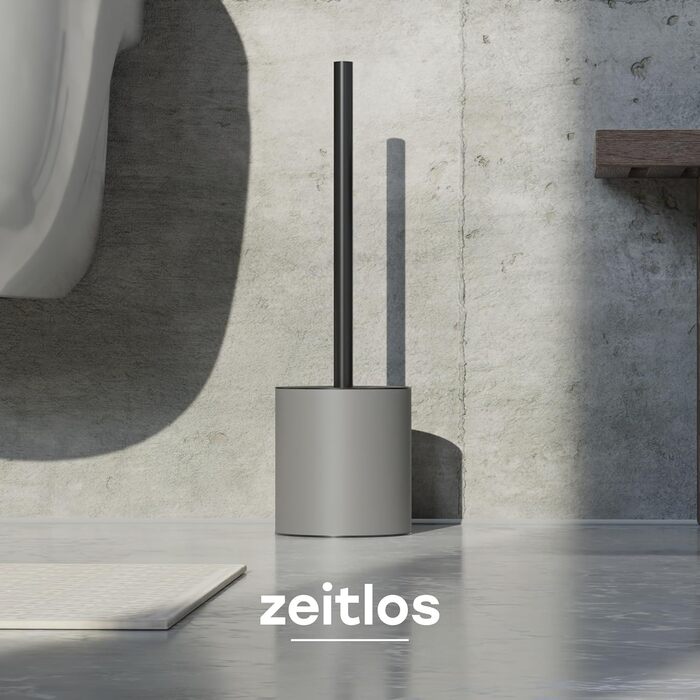 Тойлетний щітка SAVEGA з силікону та нержавіючої сталі - антибактеріальна, з тримачем, сірий колір