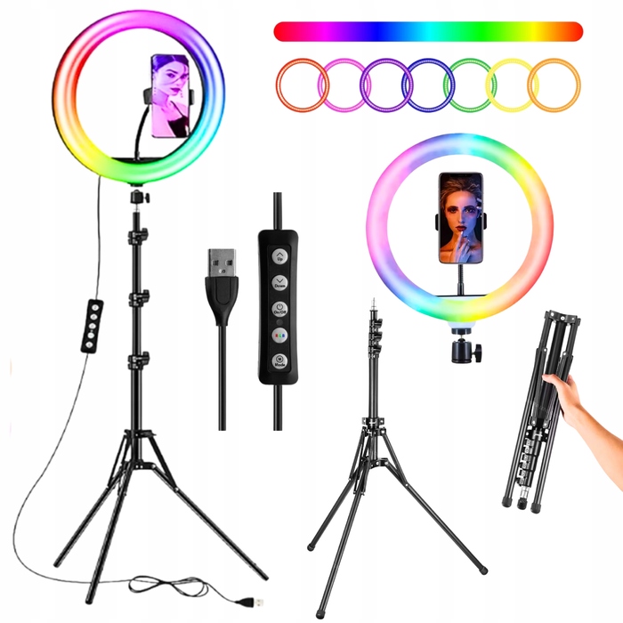 Кільцева LED-лампа 60W 35см з пультом та штативом 200см для макіяжу та YouTube