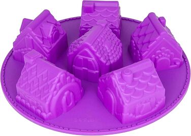 Silicone Mold Winter Village, Muffin Mold, Christmas Village, Gingerbread House, Muffin Mold, Cake Baking Mold, Muffin, Brownie, Candy, House, Cottages, Gingerbread, Gingerbread, Color: Purple