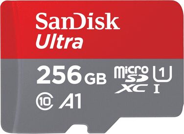 Карта пам'яті SanDisk Ultra microSDXC 256GB UHS-I Class 10 U1 A1 для Android смартфонів та планшетів з адаптером, швидкість читання до 150 МБ/с, Full HD