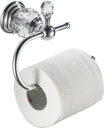 Crystal Toilet Paper Holder, Polished Chrome, Tissue Paper Holder, Silver-Colored, Bathroom, Toilet Paper Holder, Wall Mount, Brass