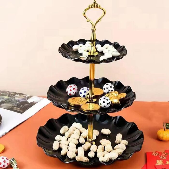 Чотирирівнева стійка для тістечок та капкейків Wagoodter, чорна. Ідеально для вечірок, свят та декору