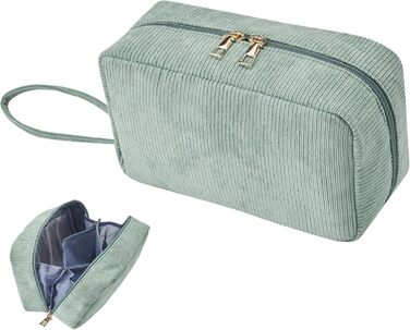 Жіноча косметичка-органайзер з корду, туристична, для подорожей, зелена