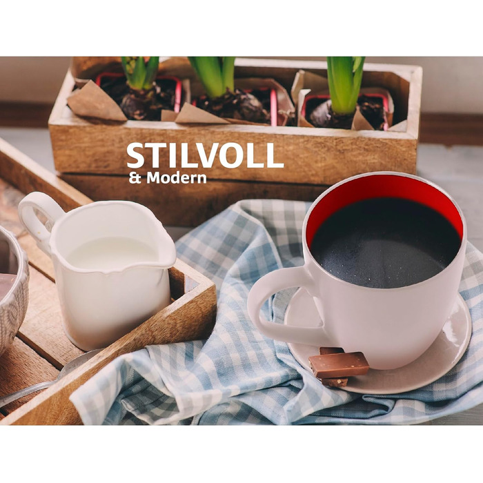 Набір кавових чашок/кавових стаканів Miamio Le Papillon (6 шт, 350 мл) - Біло-червоний