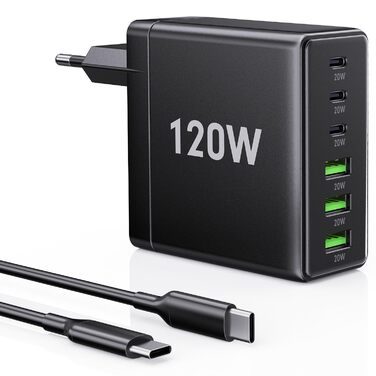 Зарядний пристрій FINIBO 120W USB-C 6 портів PD3.0/QC4.0 для iPad та смартфонів