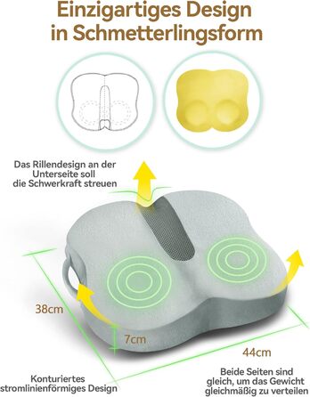Подушка для сидіння Travel Ease з гелевою піною Memory Foam - ергономічна підтримка для офісу, авто та ігор (сірий)