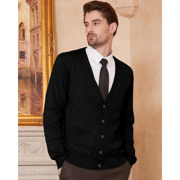 Чоловічий кардиган Kallspin з вовняної суміші, чорний, XL