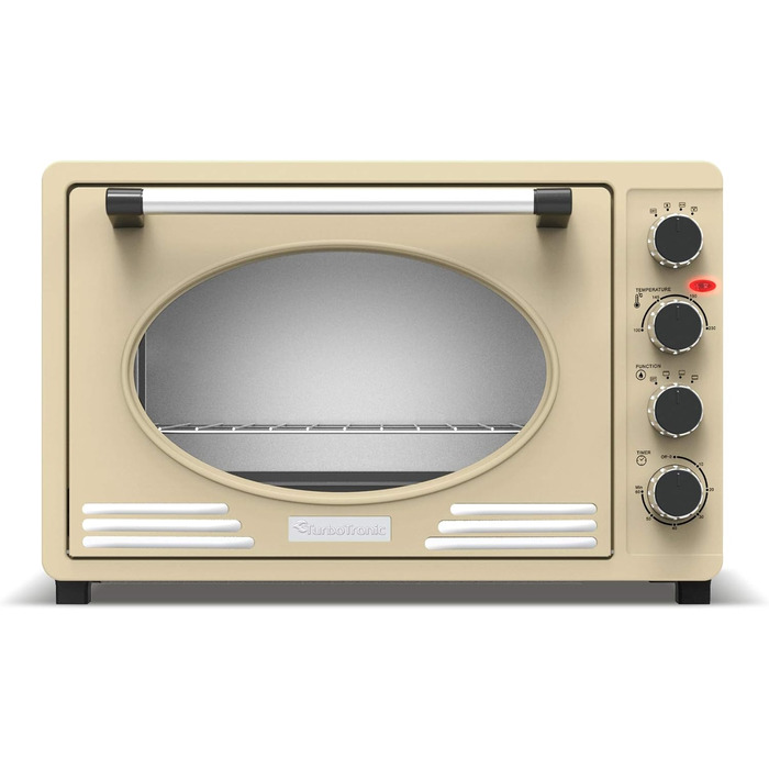 Міні-піч Turbotronic Retro 45л з конвекцією, 2000Вт, бежевий – електрична ретро духовка, гриль, піца-піч