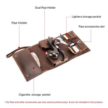 Органайзер для тютюну та аксесуарів Contacts: футляр для 2 трубок, запальнички, сигарет (справжня шкіра)