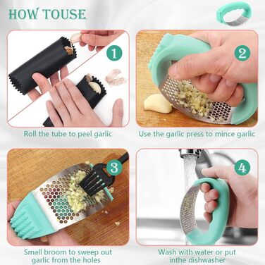 Пресс для часнику та імбиру з важелем, набір з очищувачем для апельсинів, нержавіюча сталь, професійний